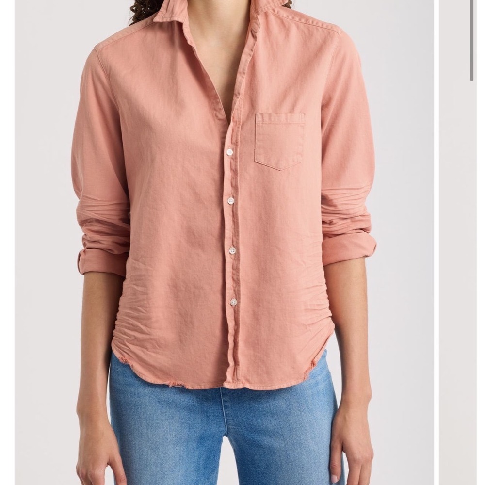 Frank & Eileen Barry Relaxed Cotton Button-
Up Shirt In Dusty Pink Size Small